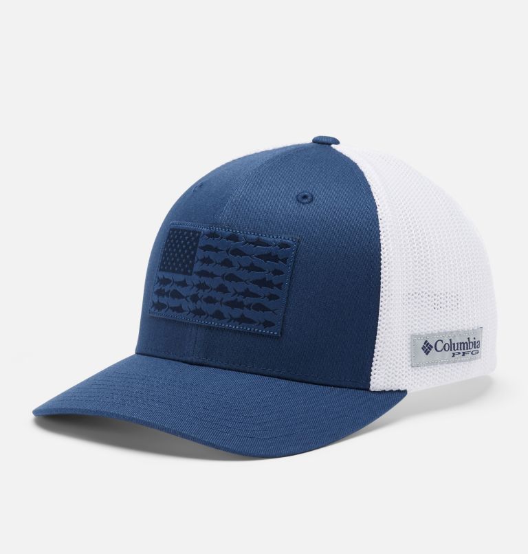 Navy Men's Columbia PFG Mesh Fish Flag Baseball Cap Hats | SUVJEK-584 - Columbia Outlet Online