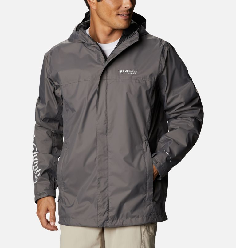 Black Grey Men's Columbia PFG Storm Rain Jacket | VQOZDK-576 - Columbia Outlet Online