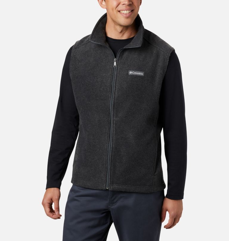 Black Grey Men's Columbia Steens Mountain Vest | QZJLSB-867 - Columbia Outlet Online