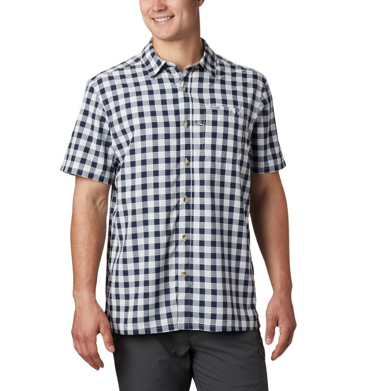 Navy Men's Columbia PFG Super Slack Tide Shirts | SBVXLH-659 - Columbia Outlet Online