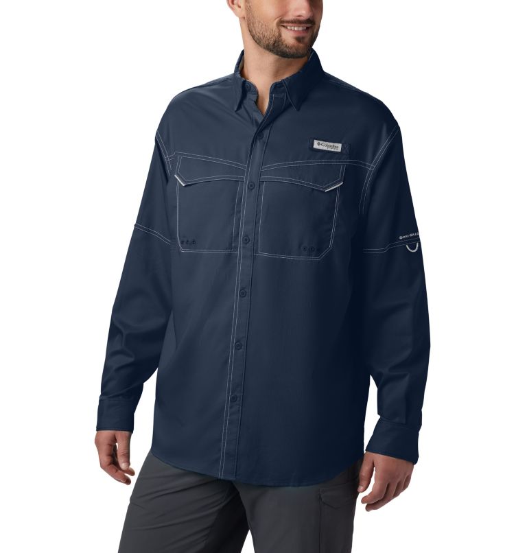Navy Men's Columbia PFG Low Drag Offshore Shirts | GQZFXV-240 - Columbia Outlet Online