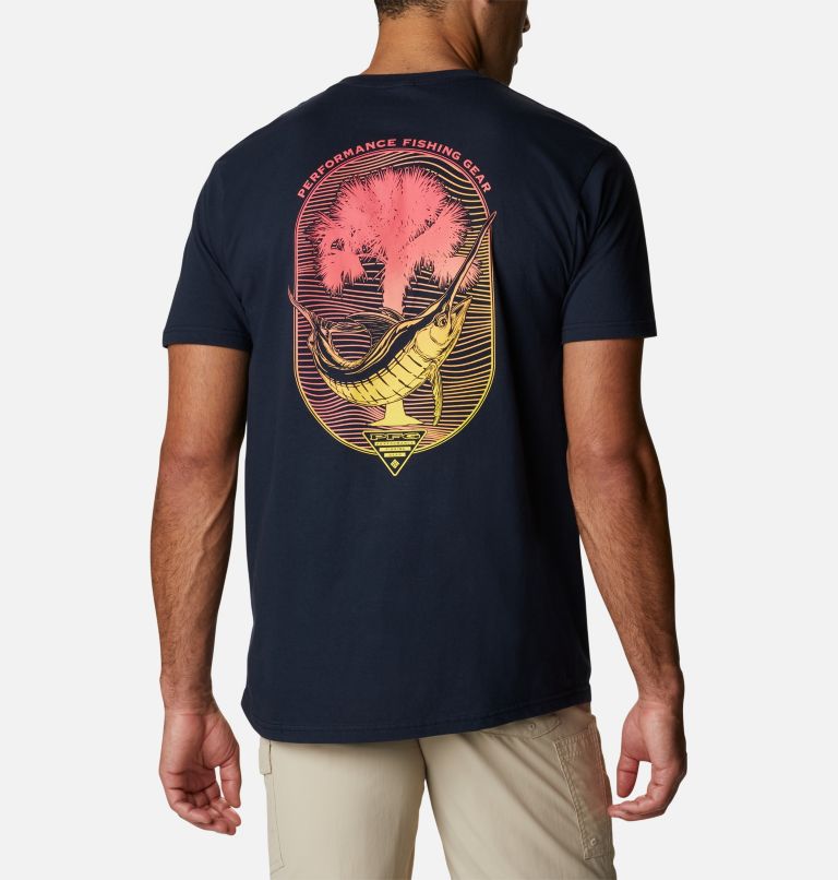 Navy Men's Columbia PFG T-Shirt | PVRZGT-931 - Columbia Outlet Online