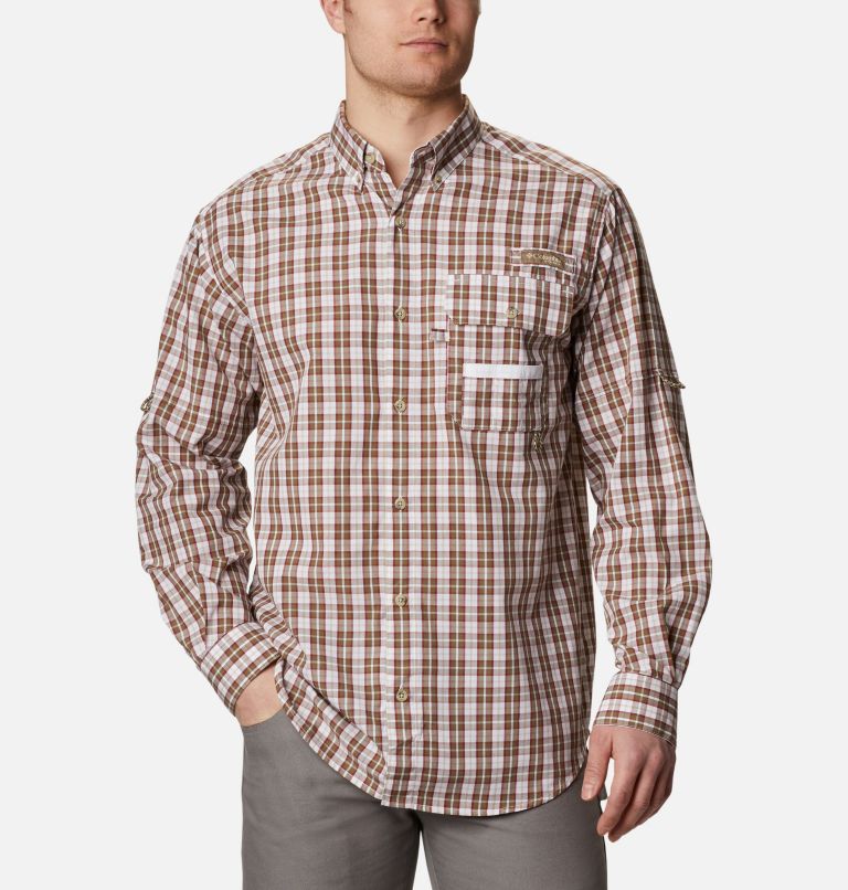 Red Men's Columbia PHG Super Sharptail Shirts | QPSYWT-501 - Columbia Outlet Online