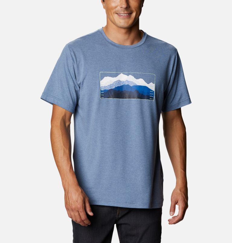 Blue Men's Columbia Tech Trail T-Shirt | YWQNED-760 - Columbia Outlet Online