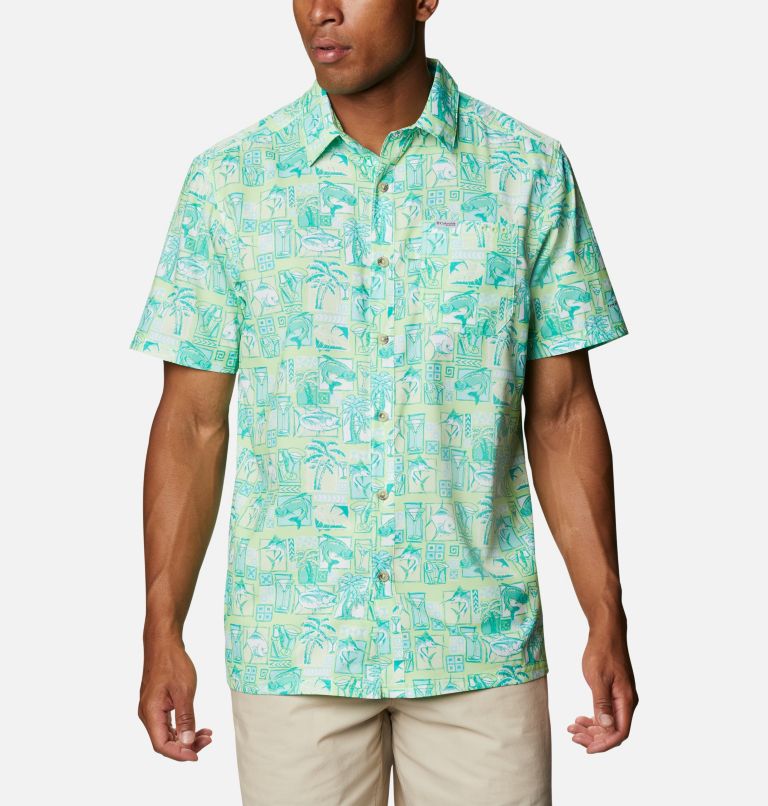 Navy Men's Columbia PFG Super Slack Tide Shirts | SBVXLH-659 - Columbia Outlet Online