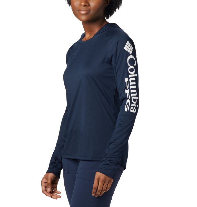 Navy White Women's Columbia PFG Tidal Tee Hoodies | UNXIFY-506 - Columbia Outlet Online