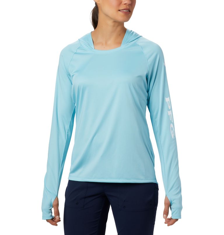 Navy White Women's Columbia PFG Tidal Tee Hoodies | UNXIFY-506 - Columbia Outlet Online