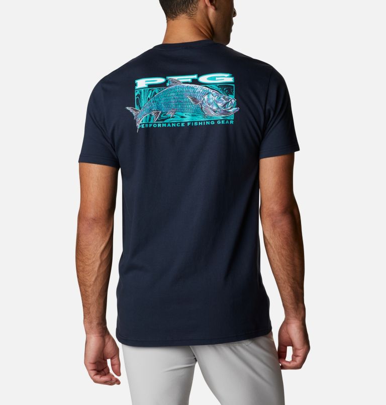 Navy Men's Columbia PFG T-Shirt | PVRZGT-931 - Columbia Outlet Online