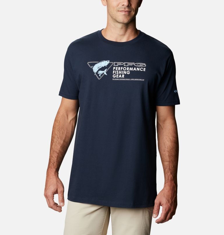 Navy Men's Columbia PFG T-Shirt | PVRZGT-931 - Columbia Outlet Online
