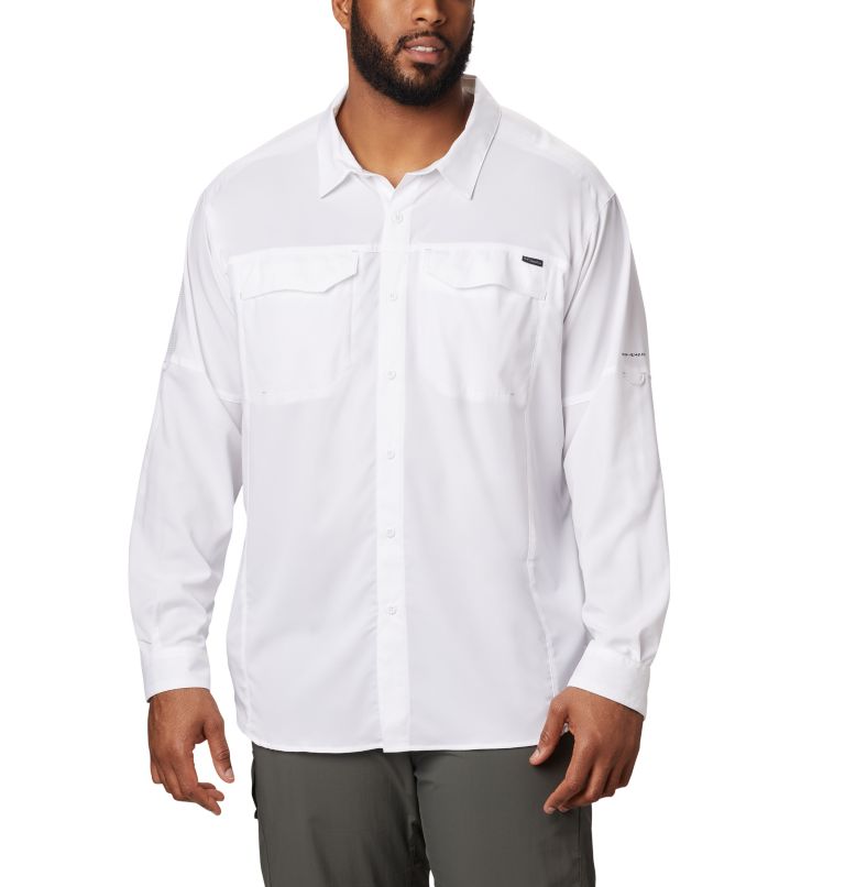 White Men's Columbia Silver Ridge Lite Shirts | ZPXICN-054 - Columbia Outlet Online