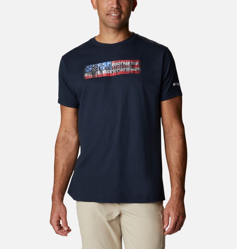 Navy Men's Columbia PFG T-Shirt | PVRZGT-931 - Columbia Outlet Online