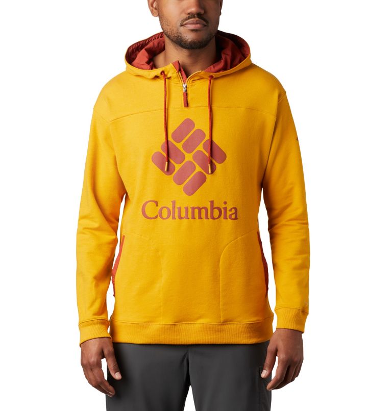 Yellow Red Men's Columbia Lodge Hoodies | WFCZPN-742 - Columbia Outlet Online