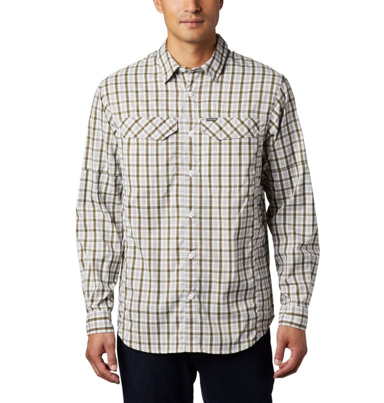 Green Men's Columbia Silver Ridge Lite Plaid Shirts | AHZBXL-850 - Columbia Outlet Online