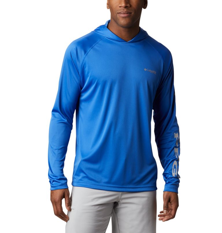 Blue Men's Columbia PFG Terminal Tackle Hoodies | LXRMKW-826 - Columbia Outlet Online