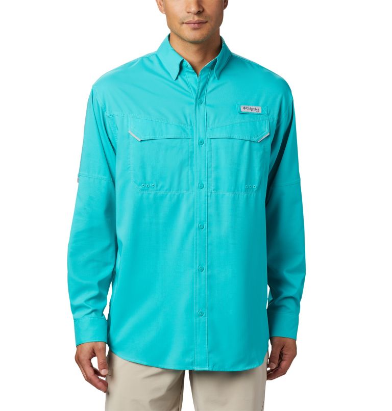 Navy Men's Columbia PFG Low Drag Offshore Shirts | GQZFXV-240 - Columbia Outlet Online
