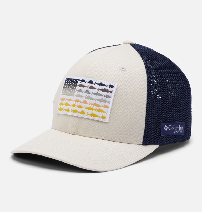 Navy Men's Columbia PFG Mesh Fish Flag Baseball Cap Hats | SUVJEK-584 - Columbia Outlet Online