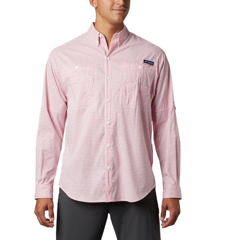 Navy Men's Columbia PFG Super Tamiami Fishing Shirts | DBLJRE-687 - Columbia Outlet Online