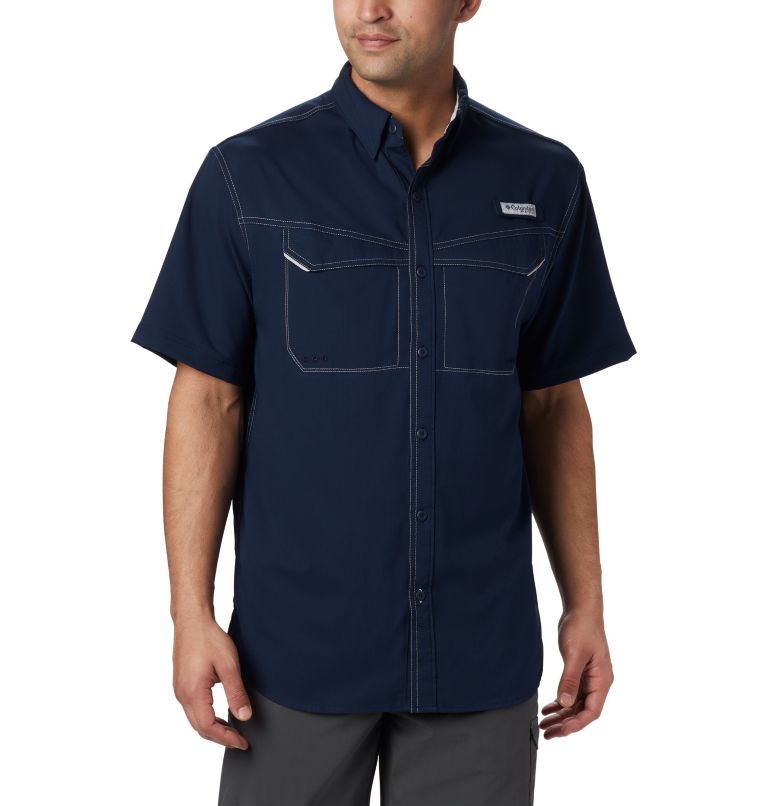 Navy Men's Columbia PFG Low Drag Offshore Shirts | GQZFXV-240 - Columbia Outlet Online