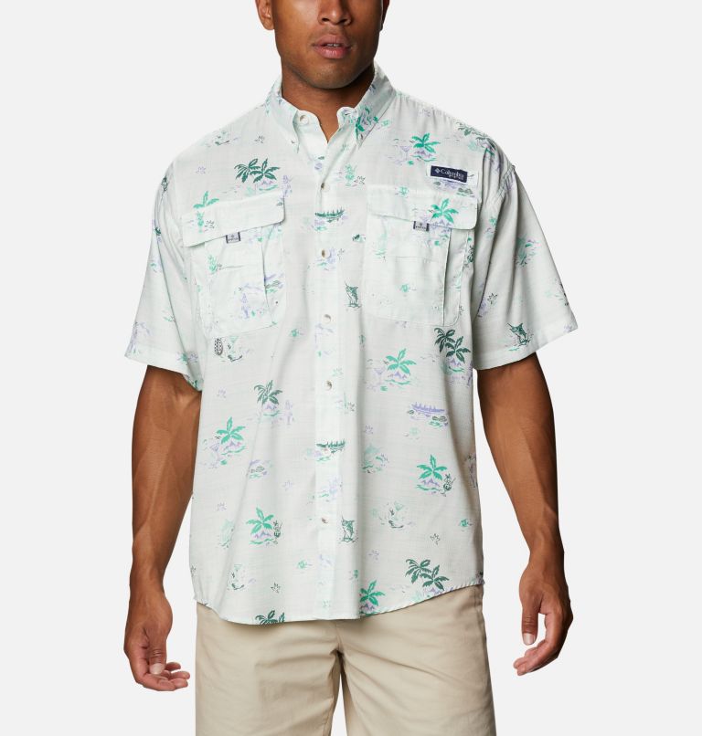 White Blue Men's Columbia PFG Super Bahama Fishing Shirts | PWSQZX-143 - Columbia Outlet Online