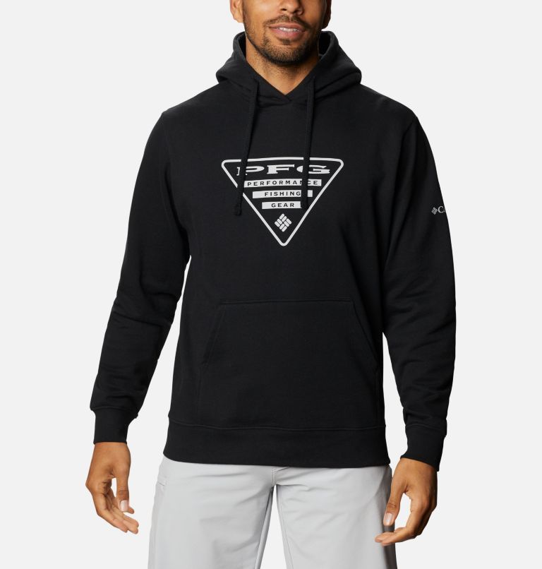 Black Grey Men's Columbia PFG Triangle Hoodies | FRCXMP-682 - Columbia Outlet Online