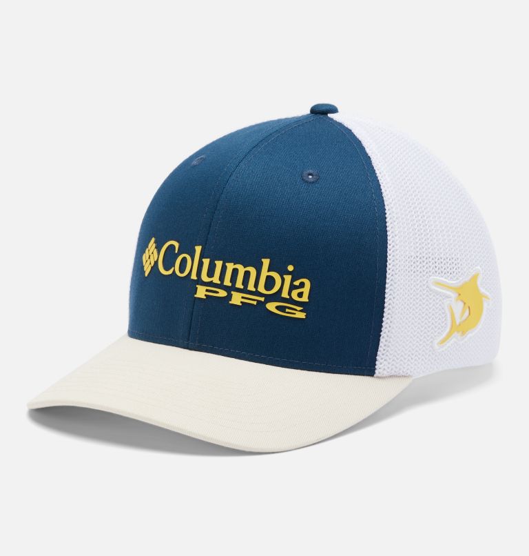 Blue White Men's Columbia PFG Mesh Baseball Cap Hats | OKTBVR-791 - Columbia Outlet Online