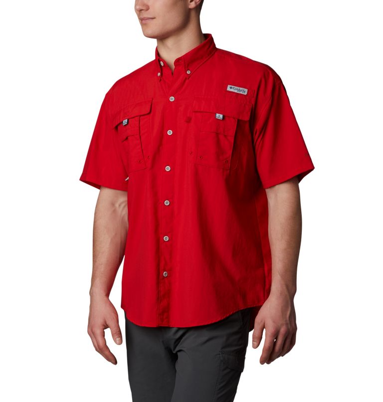 Red Men's Columbia PFG Bahama II Fishing Shirts | GTKQLC-814 - Columbia Outlet Online