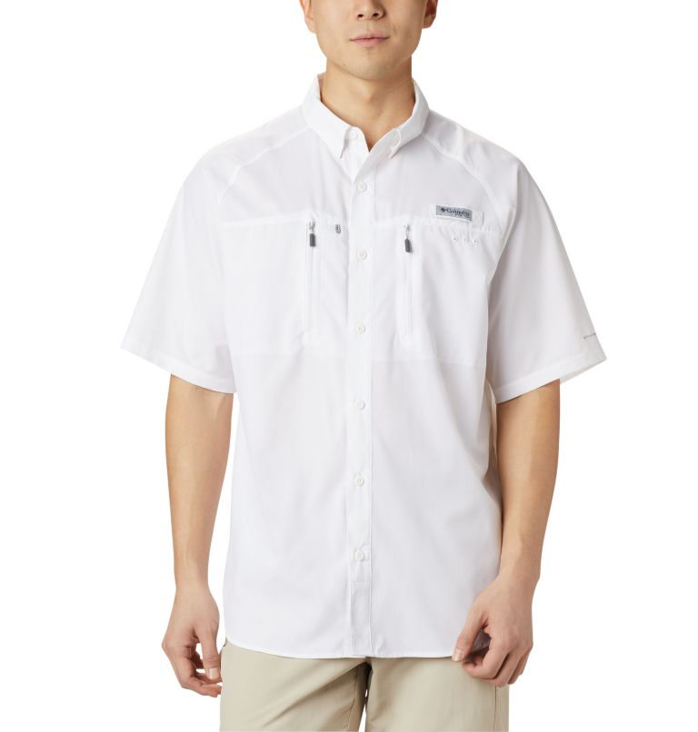 White Men's Columbia PFG Terminal Tackle Fishing Shirts | JSXPRL-920 - Columbia Outlet Online