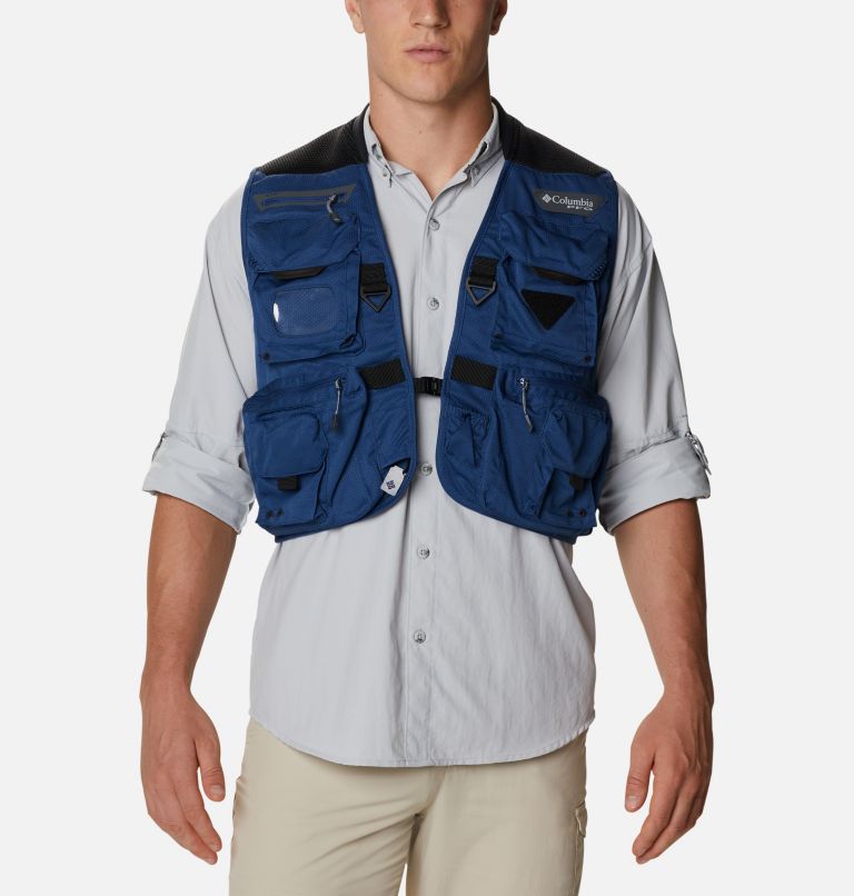 Blue Men's Columbia PFG Vest | HFQVNU-421 - Columbia Outlet Online
