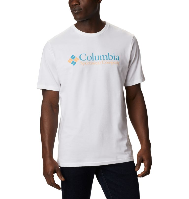 White Men's Columbia CSC Basic Logo T-Shirt | OKDMJB-128 - Columbia Outlet Online