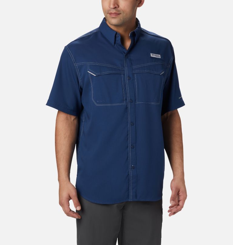 Navy Men's Columbia PFG Low Drag Offshore Shirts | GQZFXV-240 - Columbia Outlet Online