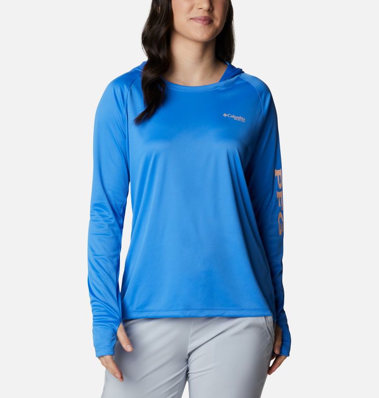 Navy White Women's Columbia PFG Tidal Tee Hoodies | UNXIFY-506 - Columbia Outlet Online