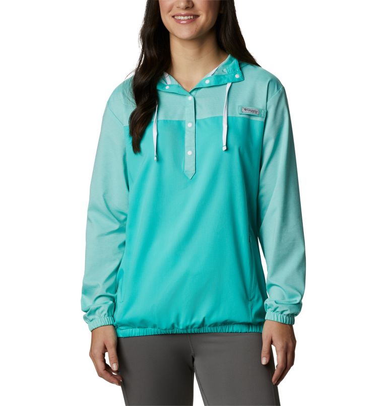 Blue White Women's Columbia PFG Tamiami Hoodies | HCOBJZ-632 - Columbia Outlet Online