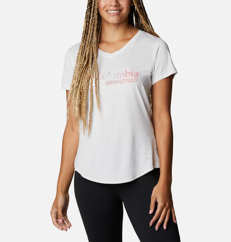 White Women's Columbia Trinity Trail T-Shirt | YBRKAO-653 - Columbia Outlet Online