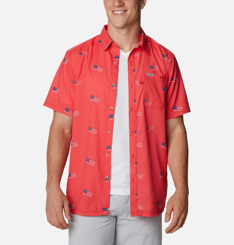 Navy Men's Columbia PFG Super Slack Tide Shirts | SBVXLH-659 - Columbia Outlet Online