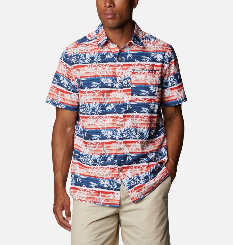 Navy Men's Columbia PFG Super Slack Tide Shirts | SBVXLH-659 - Columbia Outlet Online