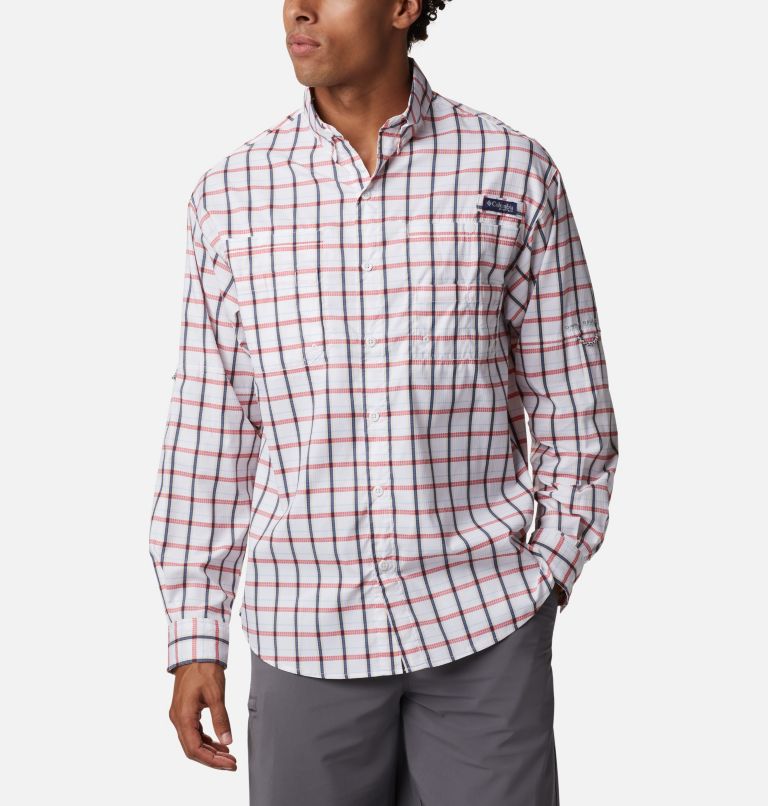 Navy Men's Columbia PFG Super Tamiami Fishing Shirts | DBLJRE-687 - Columbia Outlet Online