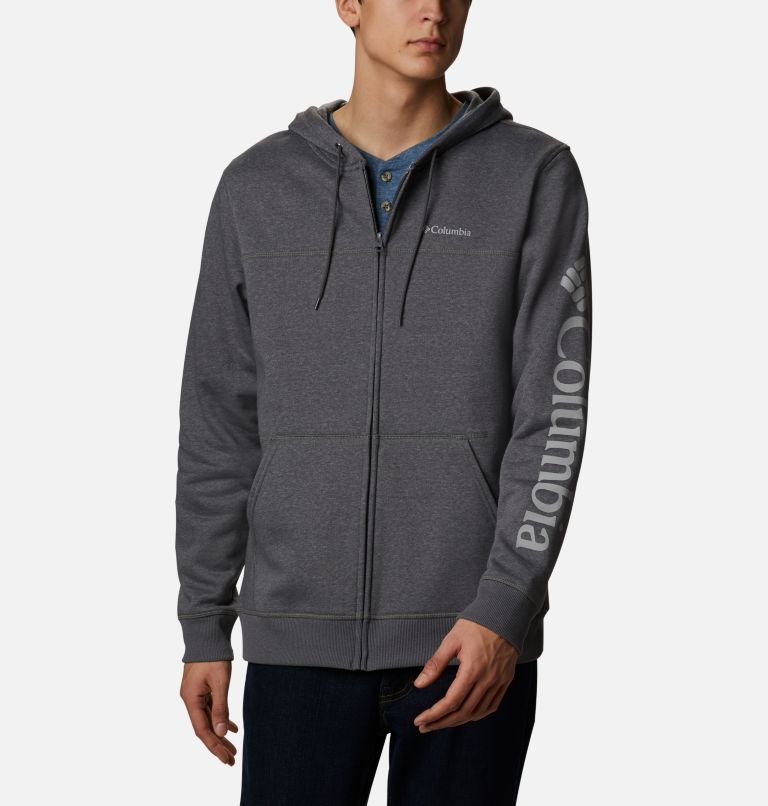 Black Grey Men's Columbia Logo Hoodies | FBGRNM-091 - Columbia Outlet Online