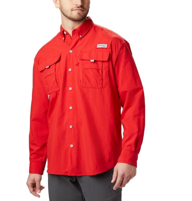 Red Men's Columbia PFG Bahama II Fishing Shirts | GTKQLC-814 - Columbia Outlet Online