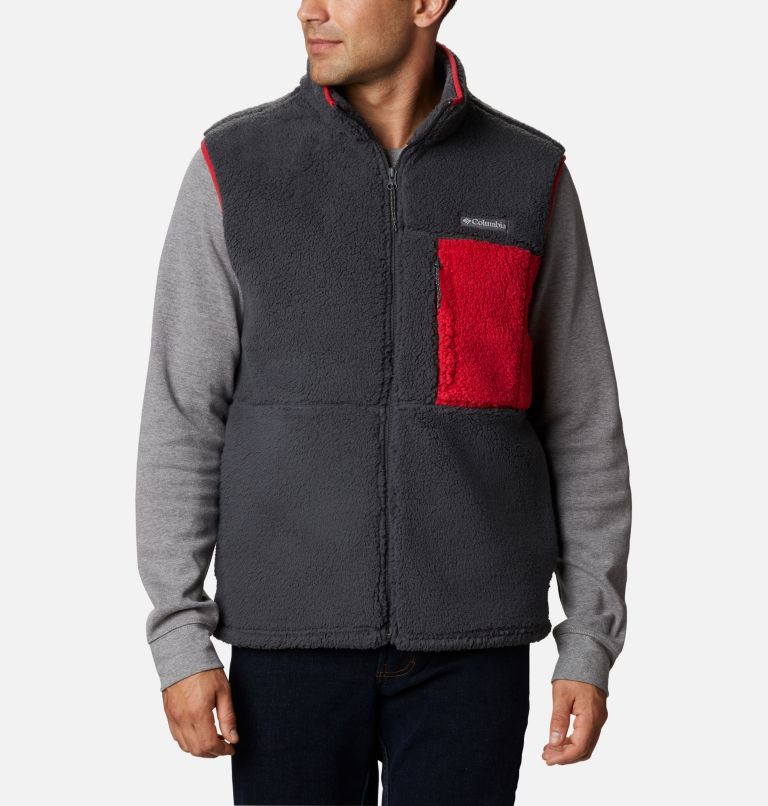 Black Red Men's Columbia Mountainside Sherpa Vest | JBSENL-457 - Columbia Outlet Online