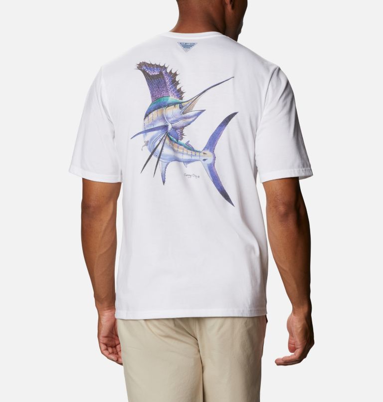 White Men's Columbia PFG Carey Chen T-Shirt | NXVLKC-089 - Columbia Outlet Online