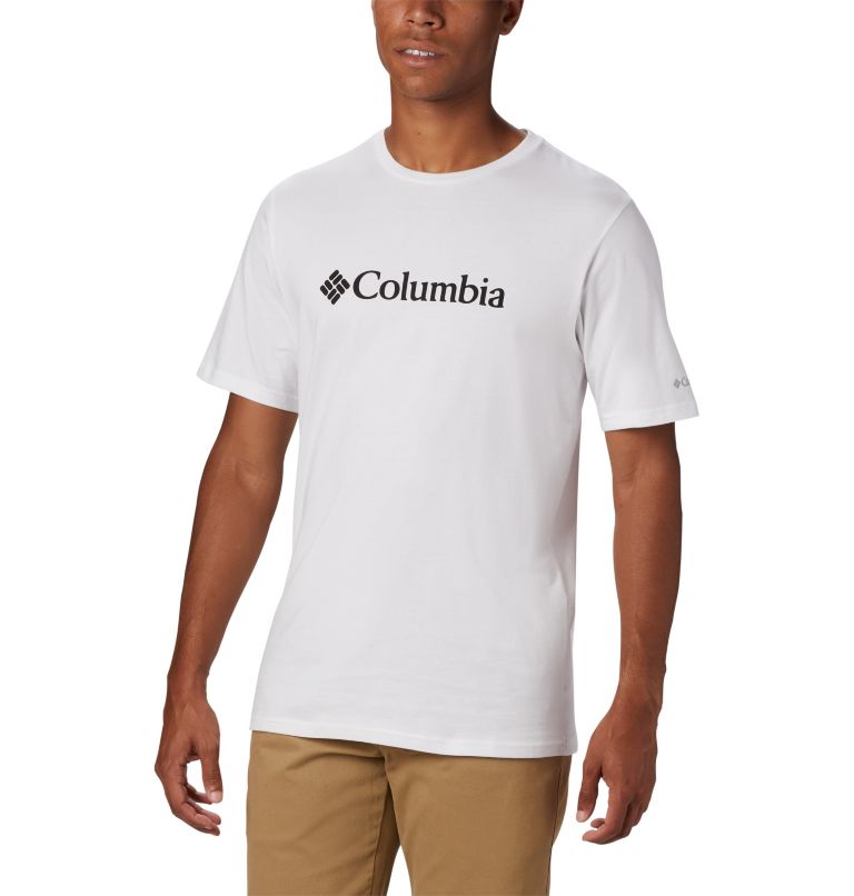 White Men's Columbia CSC Basic Logo T-Shirt | OKDMJB-128 - Columbia Outlet Online