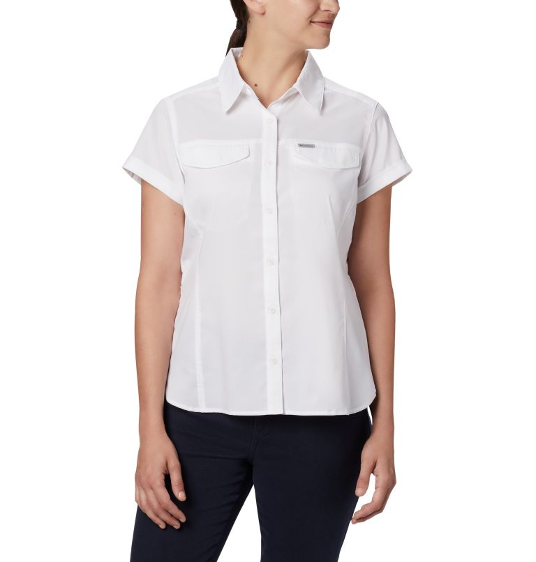 White Women's Columbia Silver Ridge Shirts | QOUAXK-537 - Columbia Outlet Online