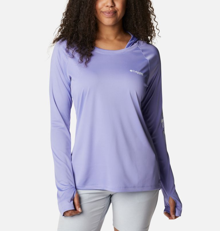 Navy White Women's Columbia PFG Tidal Tee Hoodies | UNXIFY-506 - Columbia Outlet Online