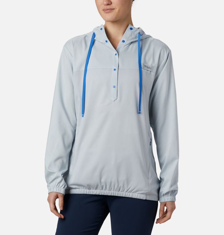Blue White Women's Columbia PFG Tamiami Hoodies | HCOBJZ-632 - Columbia Outlet Online