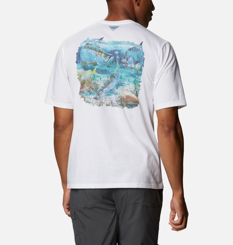 White Men's Columbia PFG Carey Chen T-Shirt | NXVLKC-089 - Columbia Outlet Online