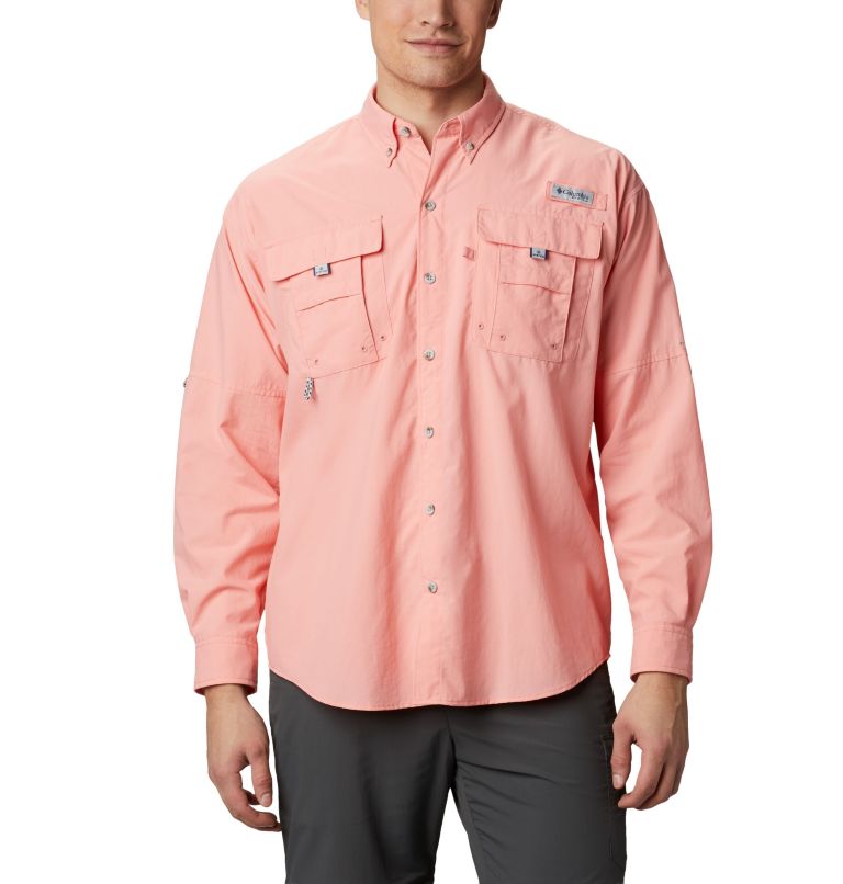 Red Men's Columbia PFG Bahama II Fishing Shirts | GTKQLC-814 - Columbia Outlet Online