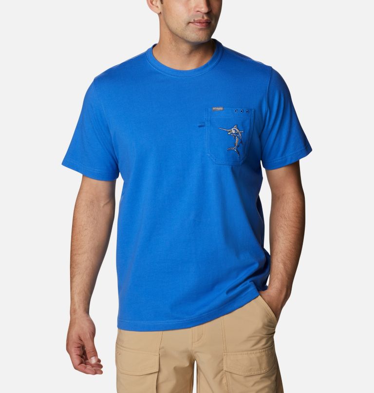 Navy Men's Columbia PFG T-Shirt | PVRZGT-931 - Columbia Outlet Online