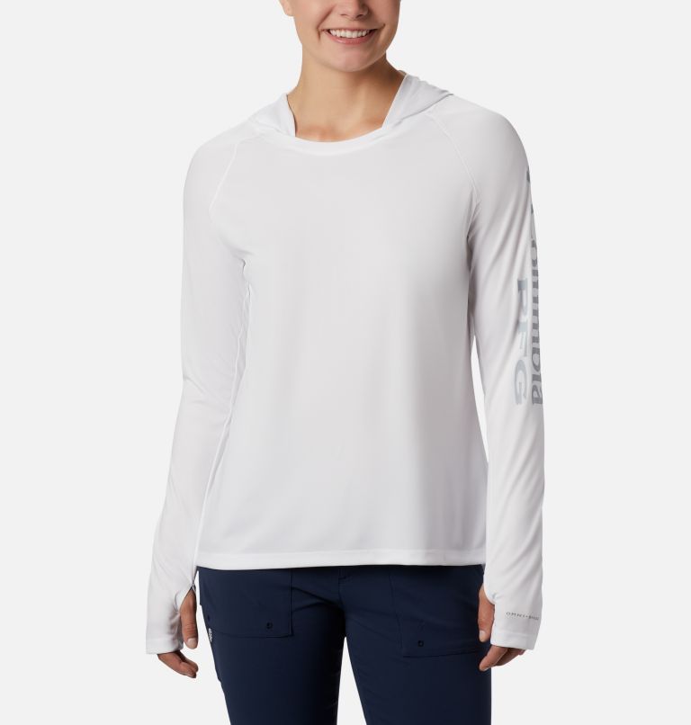 Navy White Women's Columbia PFG Tidal Tee Hoodies | UNXIFY-506 - Columbia Outlet Online