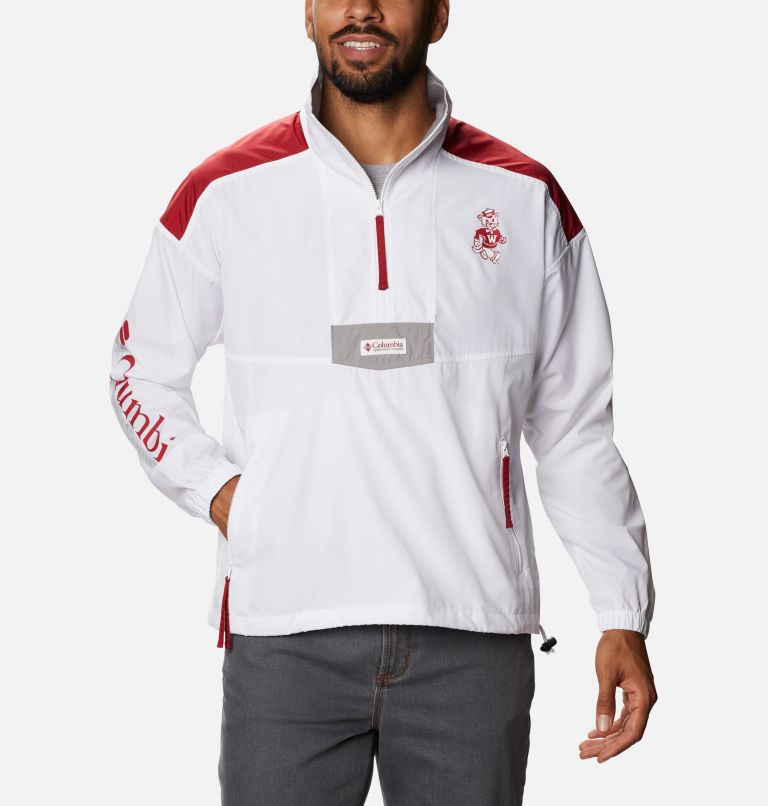 White Red Black Men's Columbia Collegiate Windbreaker | WGXYSB-405 - Columbia Outlet Online