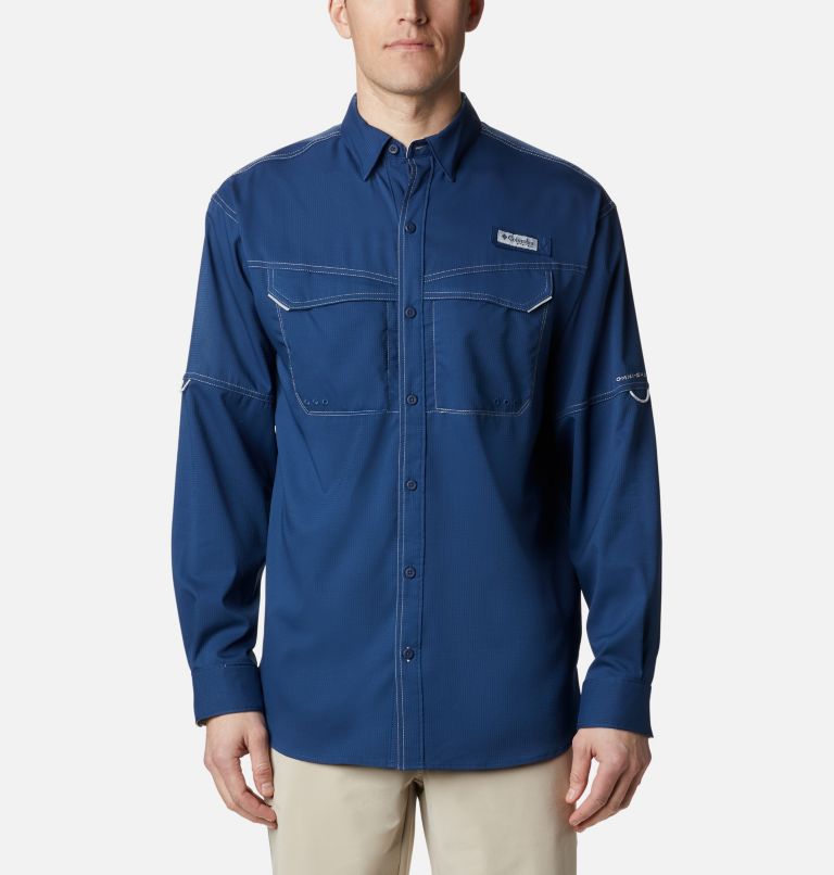 Navy Men's Columbia PFG Low Drag Offshore Shirts | GQZFXV-240 - Columbia Outlet Online